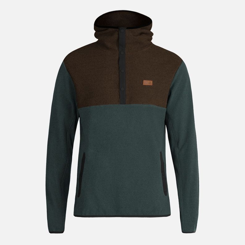 Poleron Hombre Tokerau Hoodie Café/ Verde Bosque Haka Honu-1