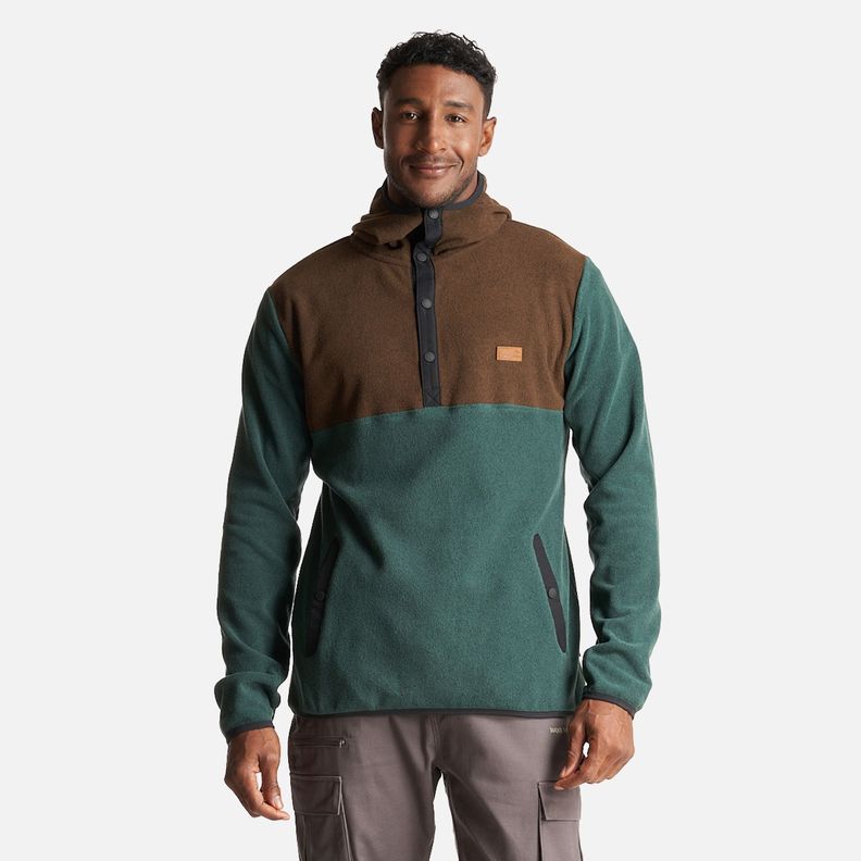 Poleron Hombre Tokerau Hoodie Café/ Verde Bosque Haka Honu-2
