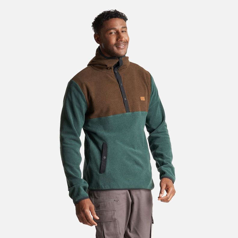 Poleron Hombre Tokerau Hoodie Café/ Verde Bosque Haka Honu-4