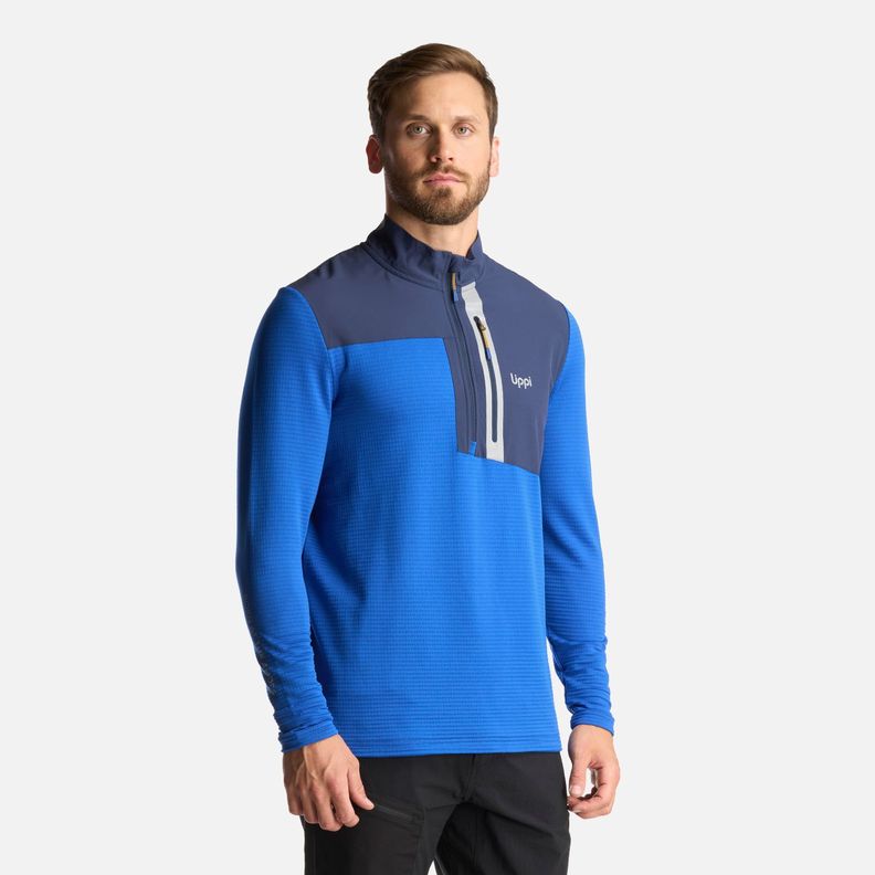 Poleron Hombre Karova Nano F 1/4 Zip Azul Lippi I24-2