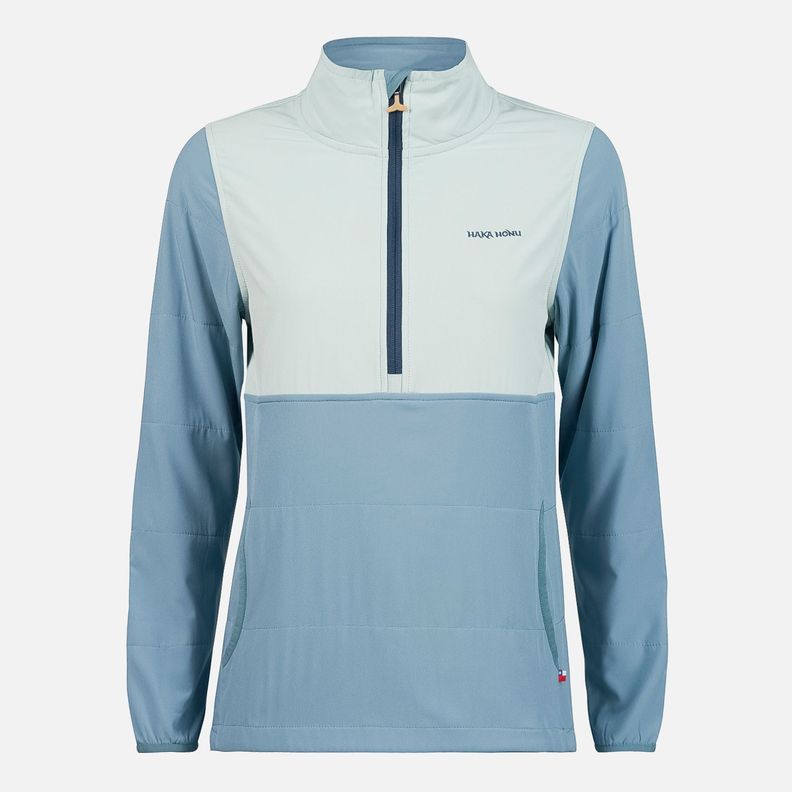 Poleron Mujer Del Sur 1/4 Zip Sin Capucha  Celeste Haka Honu-0
