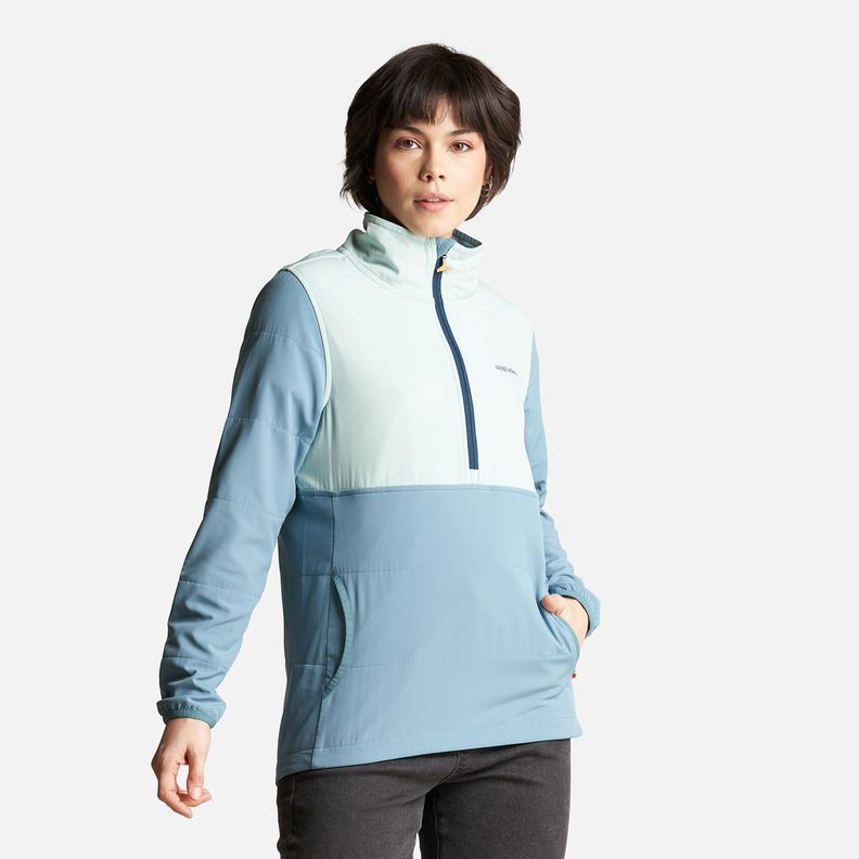 Poleron Mujer Del Sur 1/4 Zip Sin Capucha  Celeste Haka Honu-1