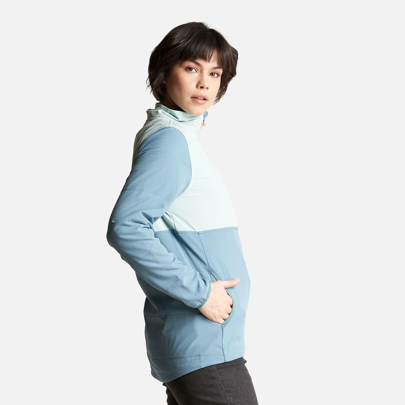Poleron Mujer Del Sur 1/4 Zip Sin Capucha  Celeste Haka Honu-2