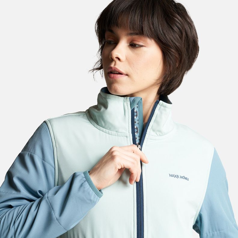 Poleron Mujer Del Sur 1/4 Zip Sin Capucha  Celeste Haka Honu-4
