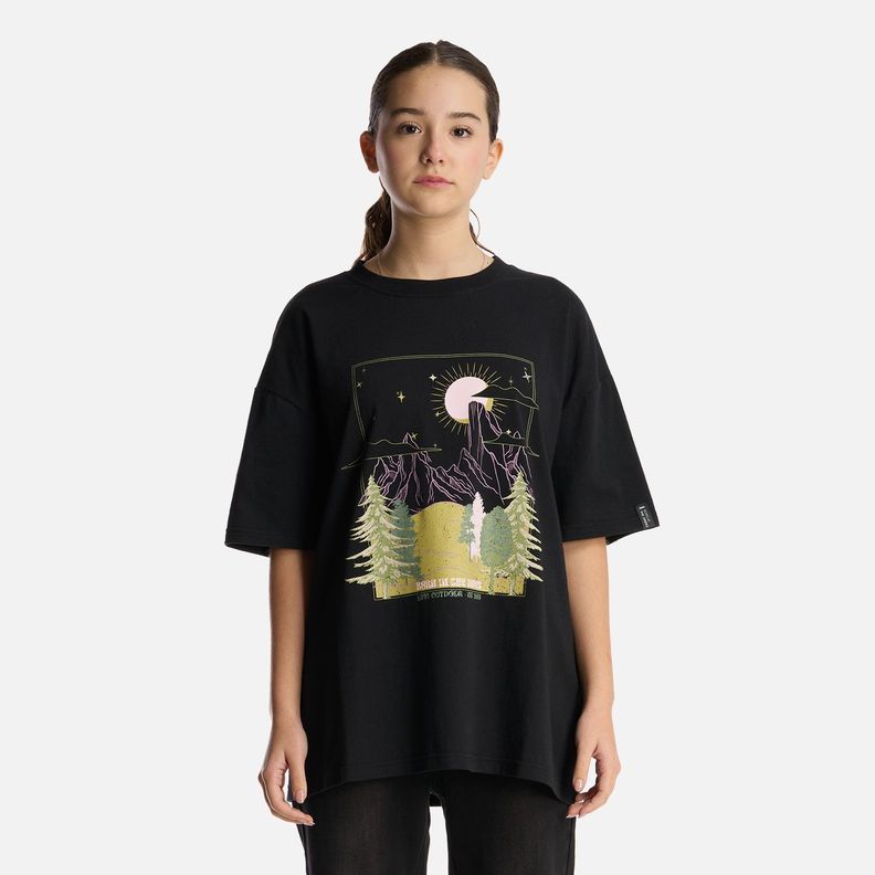 Polera Teen Girl Psychedelic Oversize T-Shirt Negro Lippi-0