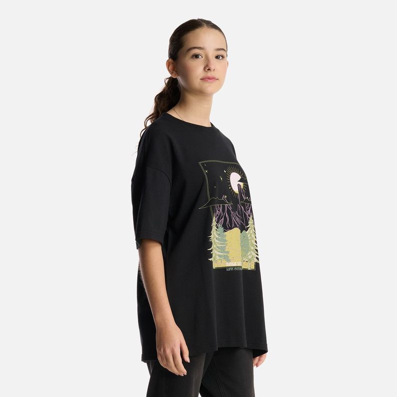 Polera Teen Girl Psychedelic Oversize T-Shirt Negro Lippi-1