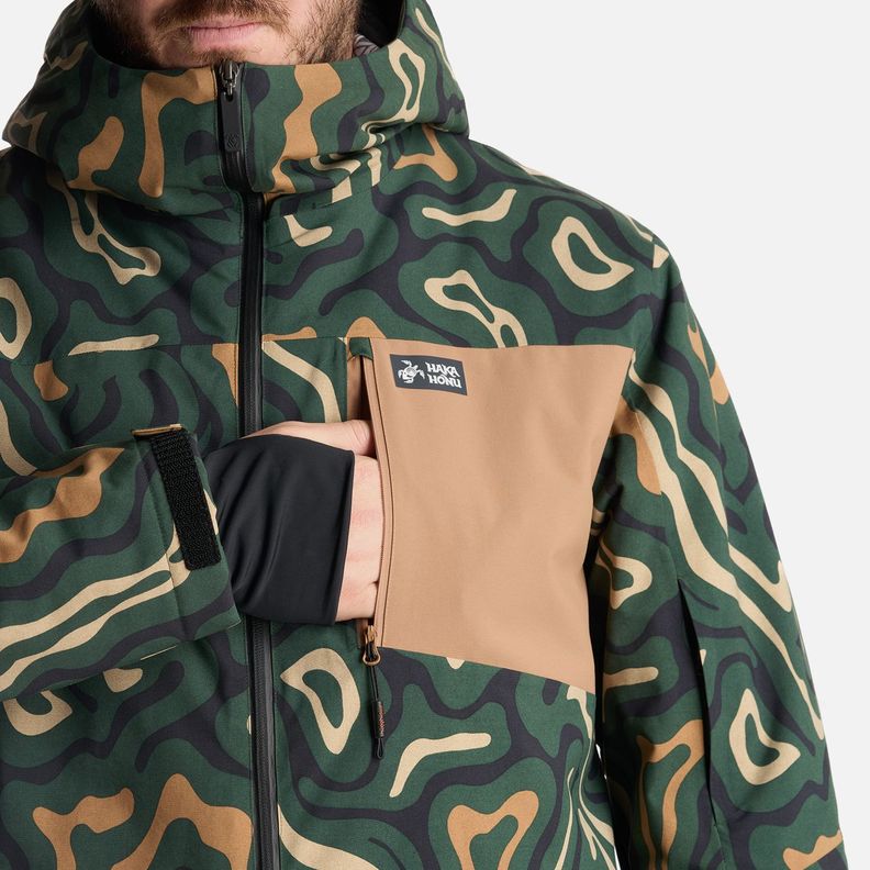 Chaqueta Hombre Yeti Print Verde Militar Haka Honu-6