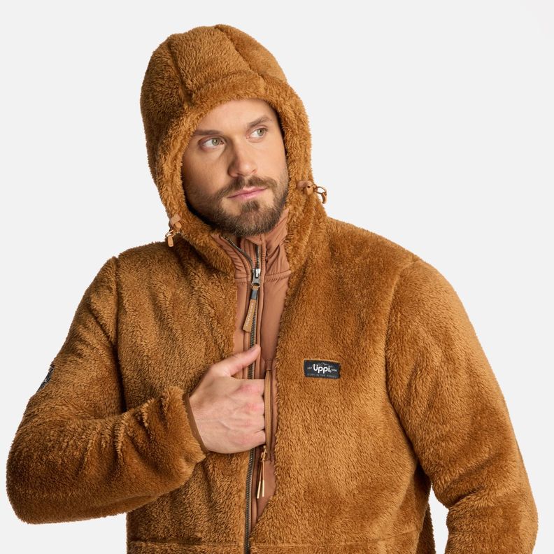 Polar Hombre Bear Shaggy-Pro Hoody Jacket Camel Lippi I25-3