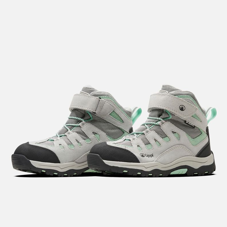 Botín Niña  Puelo CS HI Velcro Gris Claro Verde Agua Lippi-2
