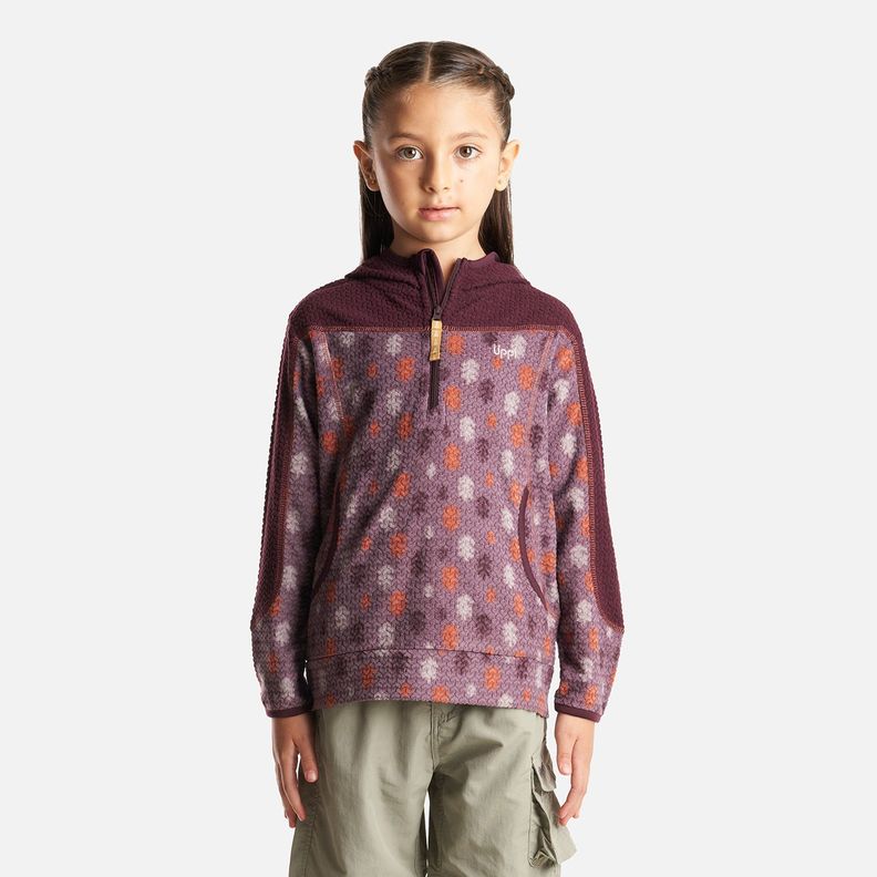 Poleron Niña Saltamontes Nano-F 14 Zip Hoody Print Burdeo Lippi-1