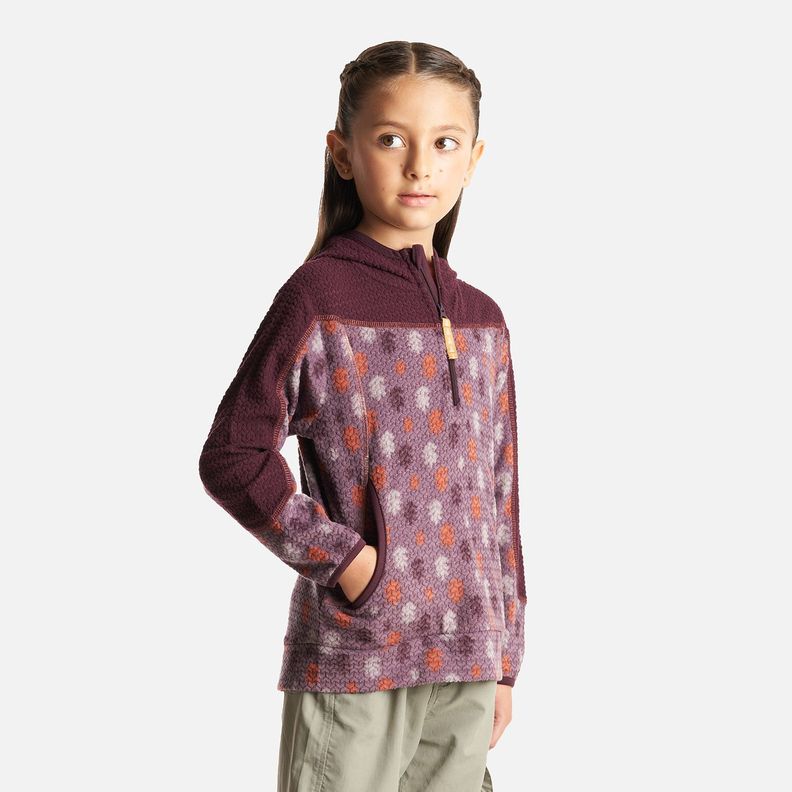 Poleron Niña Saltamontes Nano-F 14 Zip Hoody Print Burdeo Lippi-2