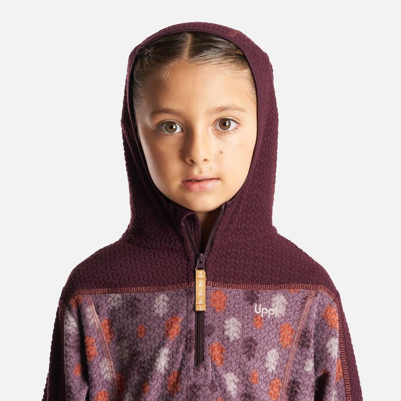 Poleron Niña Saltamontes Nano-F 14 Zip Hoody Print Burdeo Lippi-4