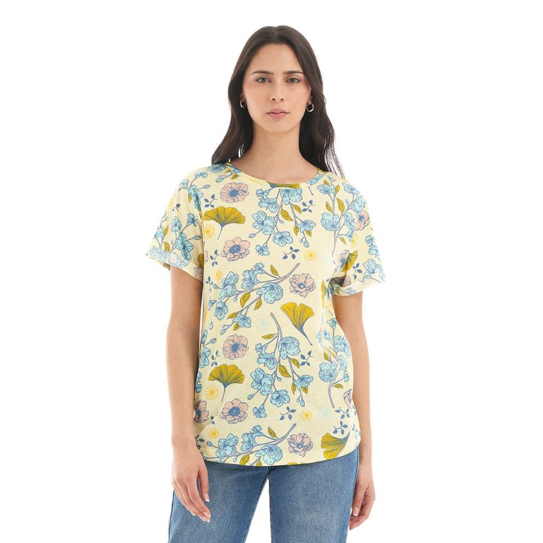Polera Mujer Flora Amarillo Haka Honu-1