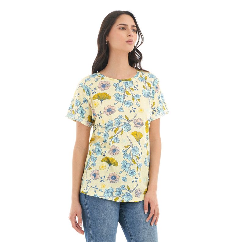 Polera Mujer Flora Amarillo Haka Honu-2