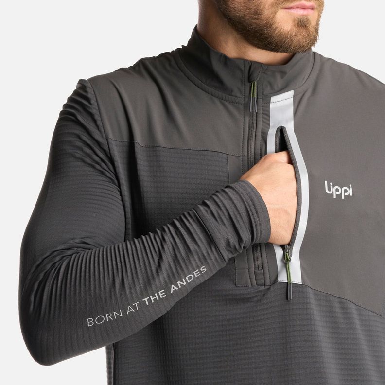 Poleron Hombre Karova Nano F 1/4 Zip Grafito Lippi I24-5