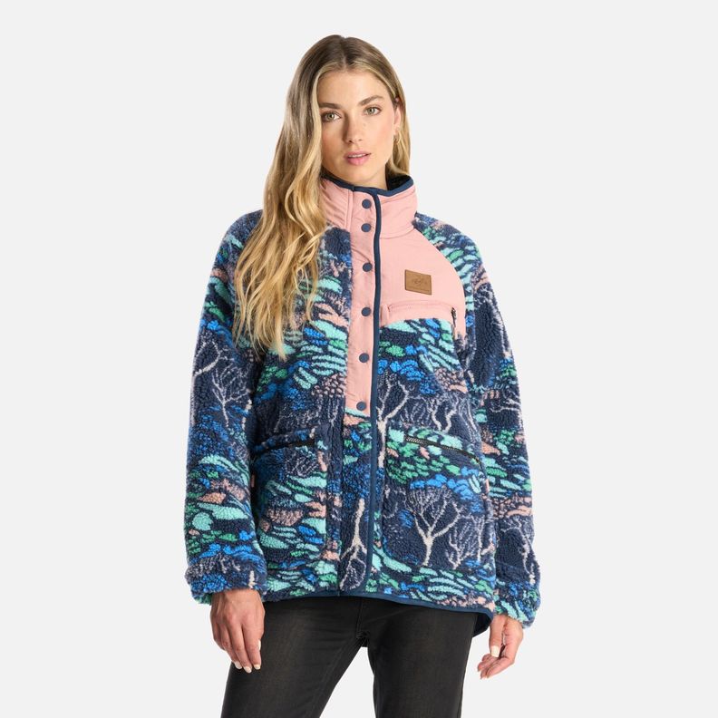 Poleron Mujer Zip-Porrito Print Azul Haka Honu-0