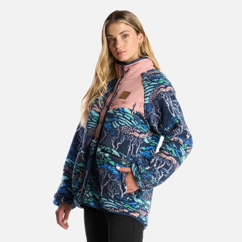 Poleron Mujer Zip-Porrito Print Azul Haka Honu-1