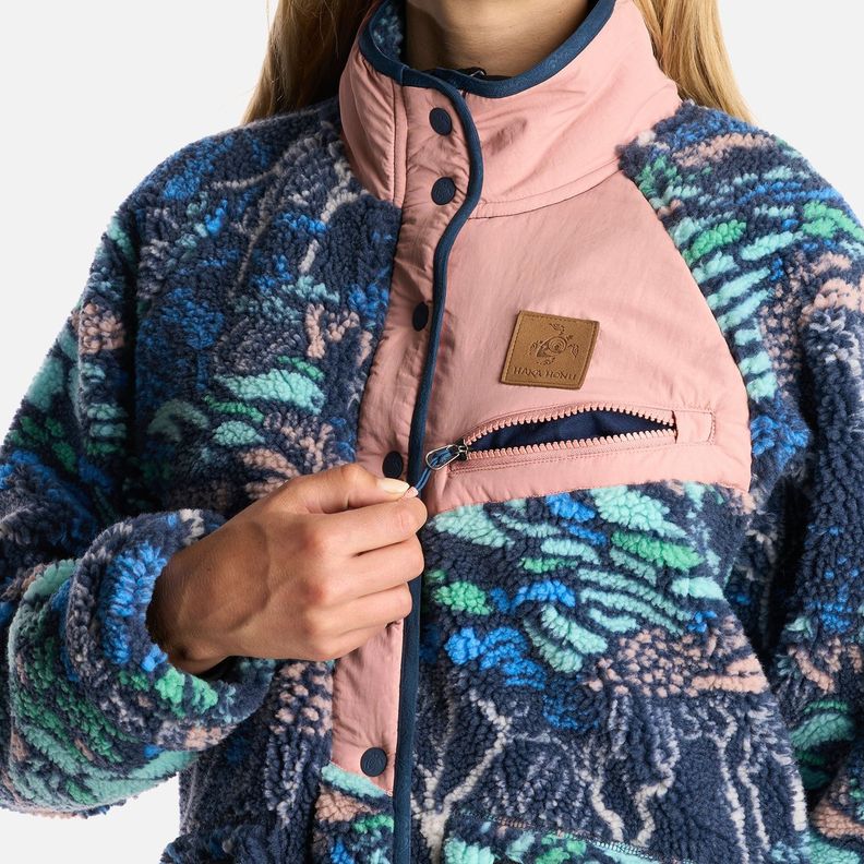 Poleron Mujer Zip-Porrito Print Azul Haka Honu-4
