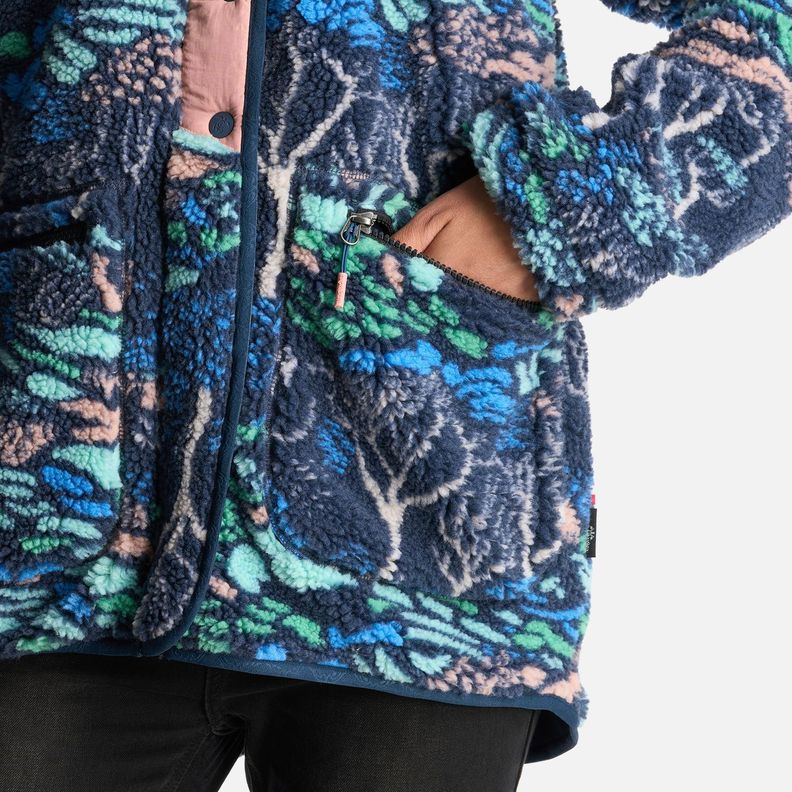 Poleron Mujer Zip-Porrito Print Azul Haka Honu-5