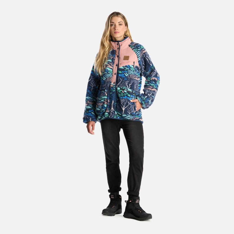 Poleron Mujer Zip-Porrito Print Azul Haka Honu-8