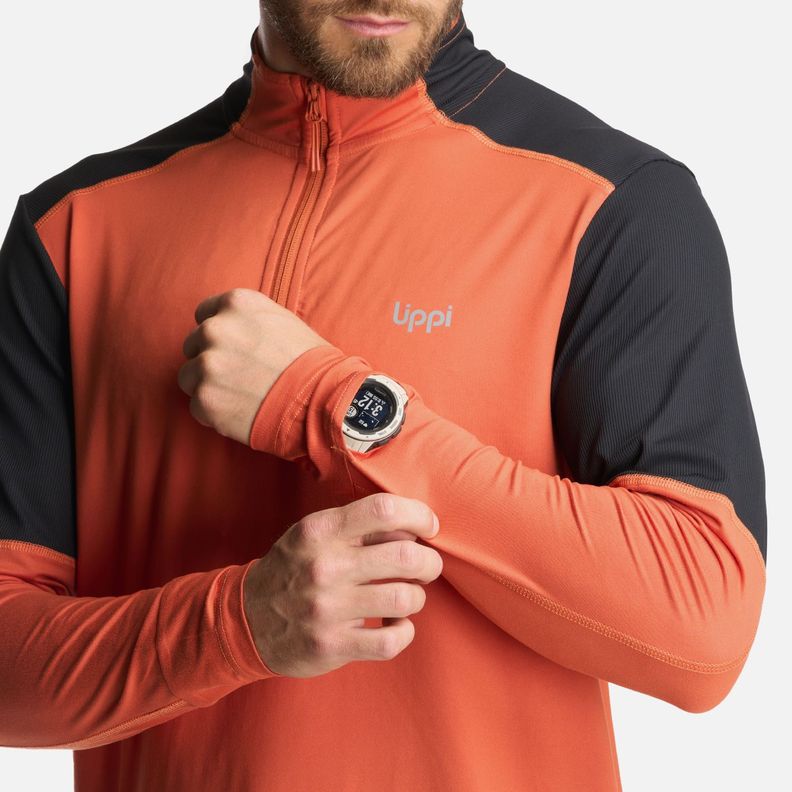 Poleron Hombre Puerto Trucco 14 Zip Naranjo Oscuro Lippi-5