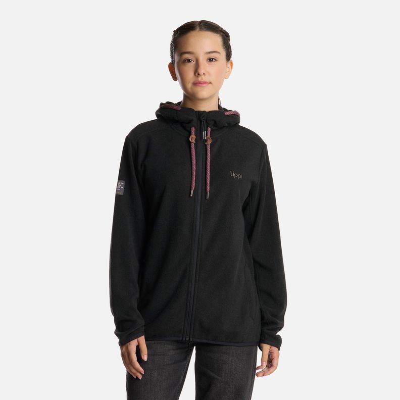 Polerón Teen Girl Stripes Nano-F Full Zip Negro Lippi I25-0