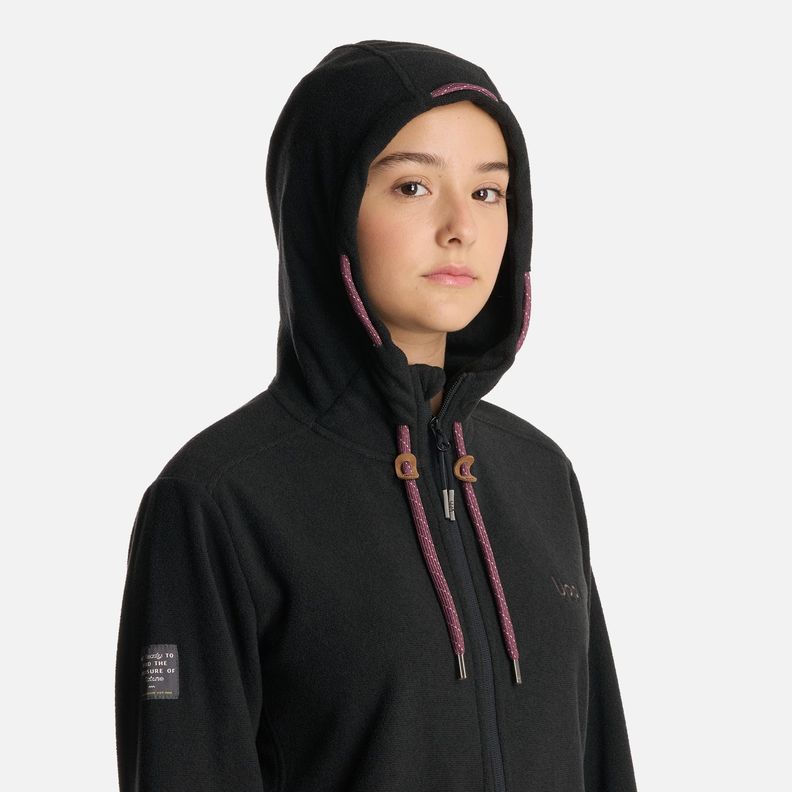 Polerón Teen Girl Stripes Nano-F Full Zip Negro Lippi I25-3