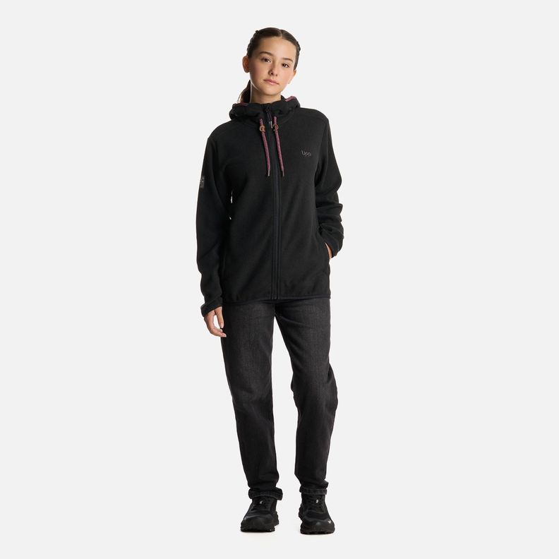 Polerón Teen Girl Stripes Nano-F Full Zip Negro Lippi I25-5