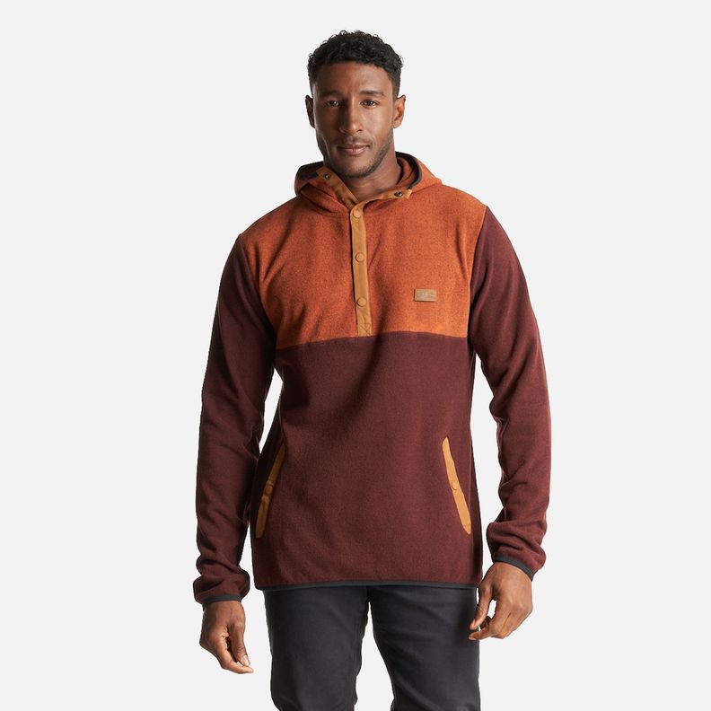 Poleron Hombre Tokerau Hoodie Naranja Oscuro/Burdeo Haka Honu-3