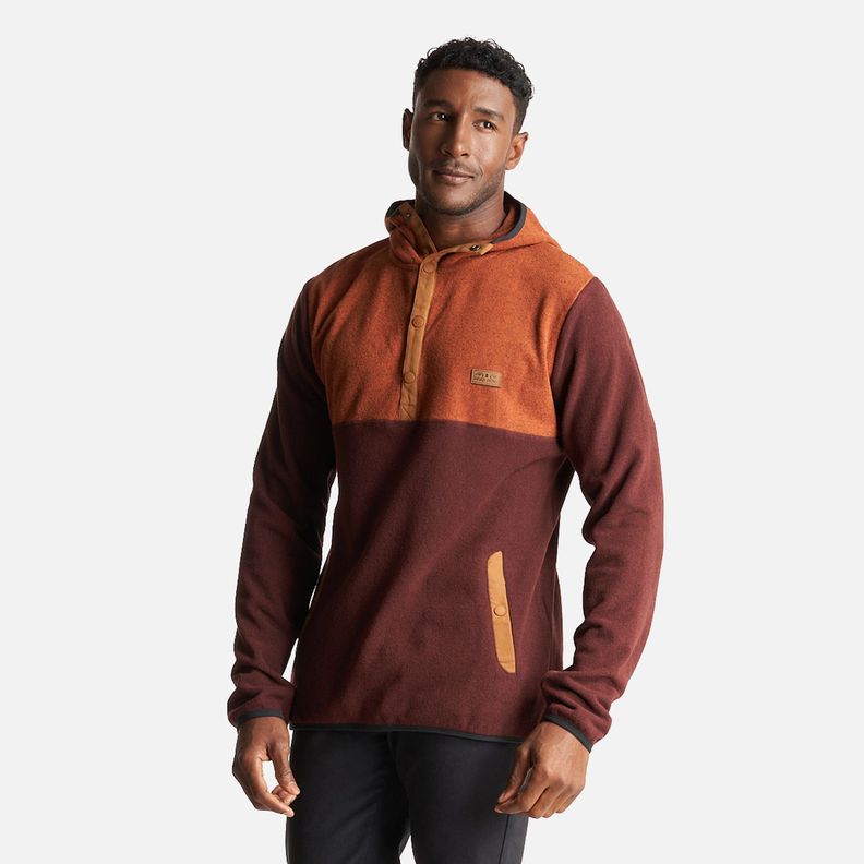 Poleron Hombre Tokerau Hoodie Naranja Oscuro/Burdeo Haka Honu-4