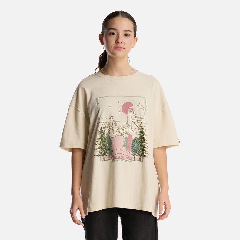 Polera Teen Girl Psychedelic Oversize T-Shirt Crema Lippi-0