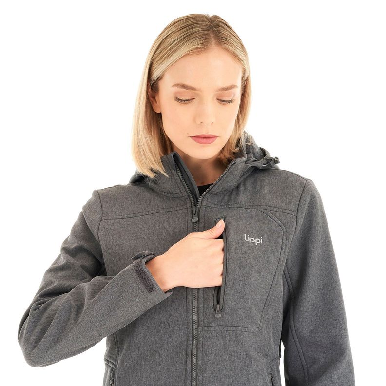 Chaqueta Mujer Macaya Softshell Hoody Jacket Melange Gris Lippi V21-6