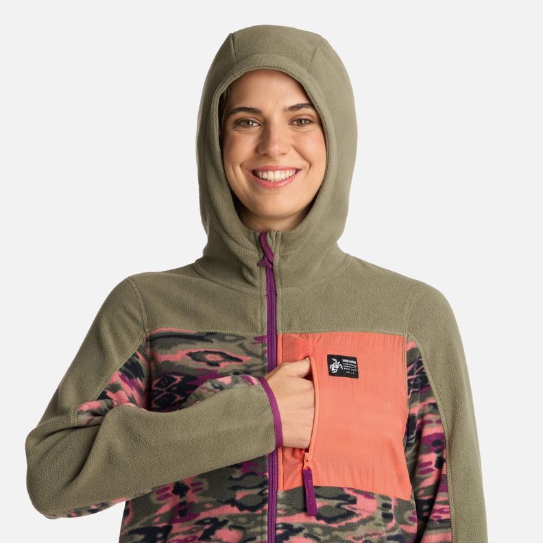 Polerón Mujer Leñera Print Verde Oliva Haka Honu I25-3