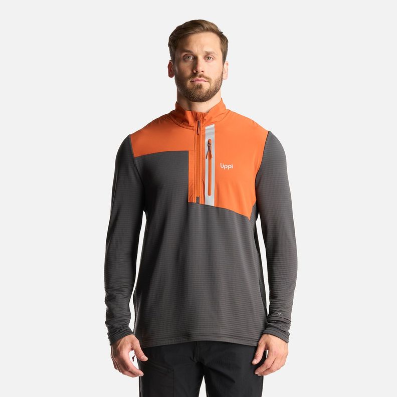 Poleron Hombre Karova Nano F 1/4 Zip Naranjo Oscuro Lippi-1
