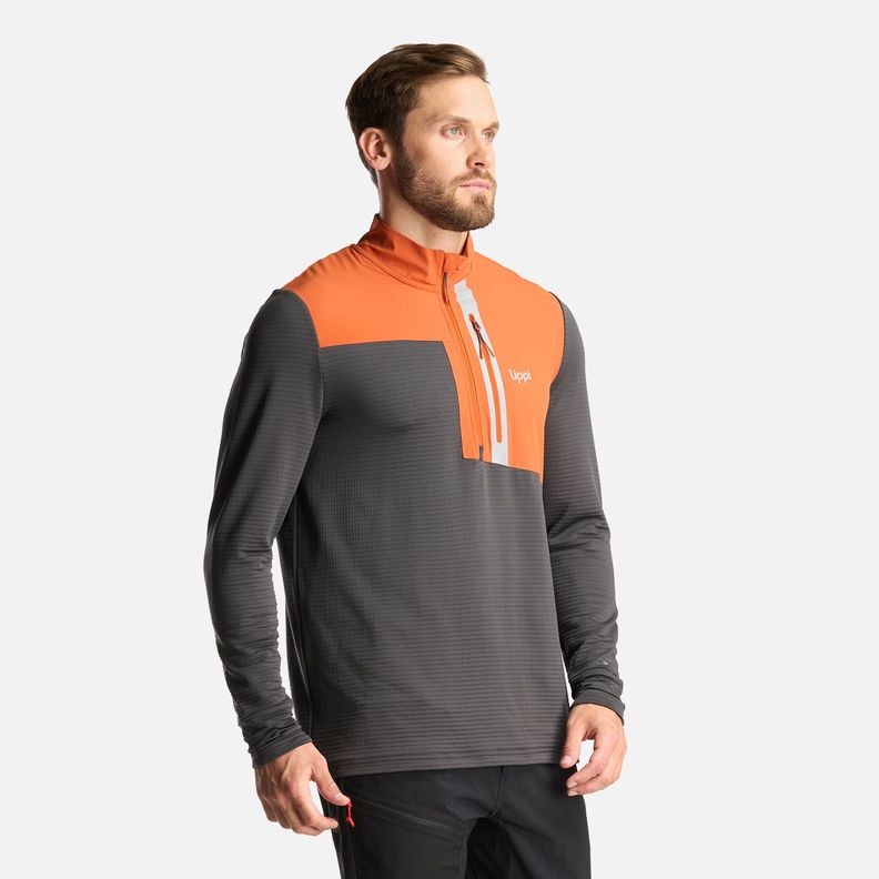 Poleron Hombre Karova Nano F 1/4 Zip Naranjo Oscuro Lippi-2