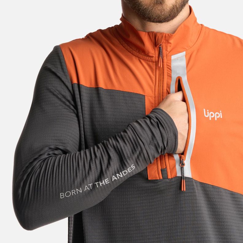 Poleron Hombre Karova Nano F 1/4 Zip Naranjo Oscuro Lippi-5