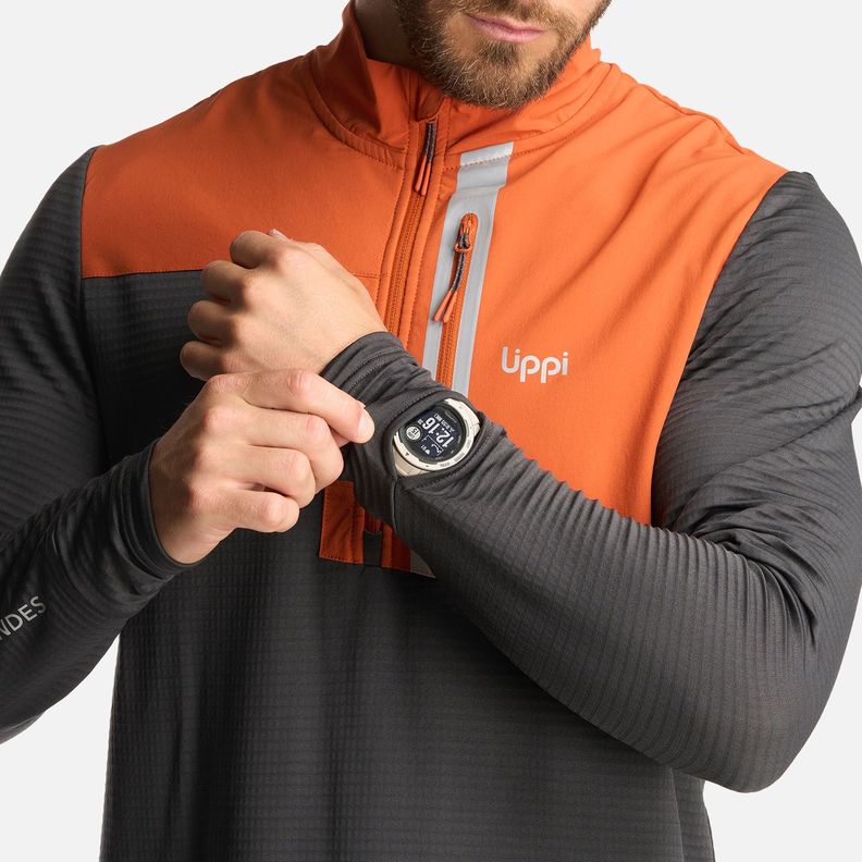 Poleron Hombre Karova Nano F 1/4 Zip Naranjo Oscuro Lippi-6