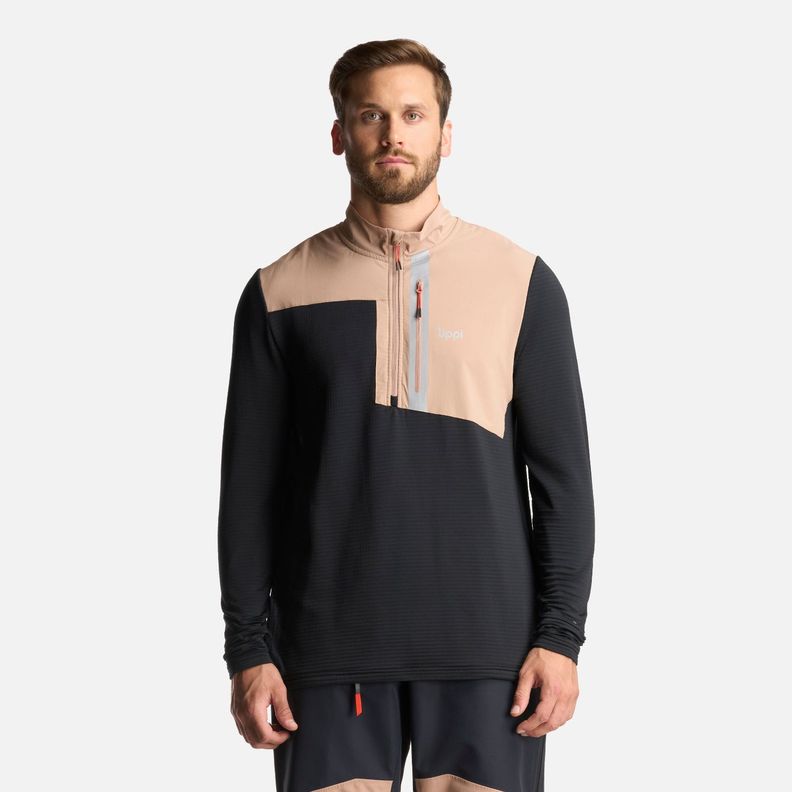Poleron Hombre Karova Nano F 1/4 Zip Taupe Lippi-1