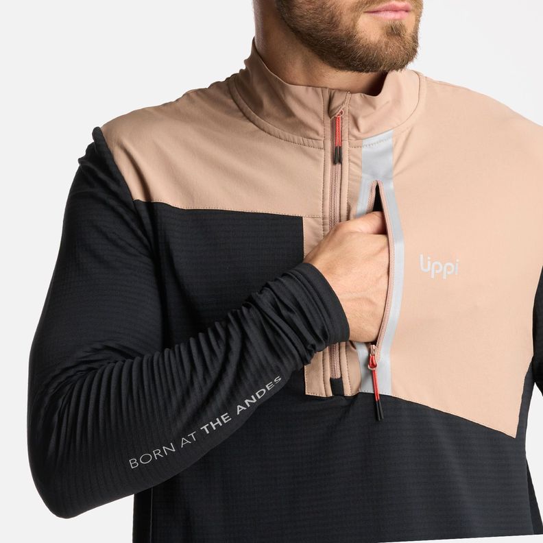 Poleron Hombre Karova Nano F 1/4 Zip Taupe Lippi-5