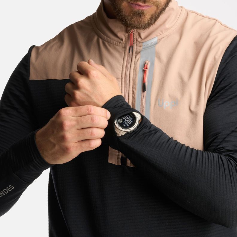 Poleron Hombre Karova Nano F 1/4 Zip Taupe Lippi-6