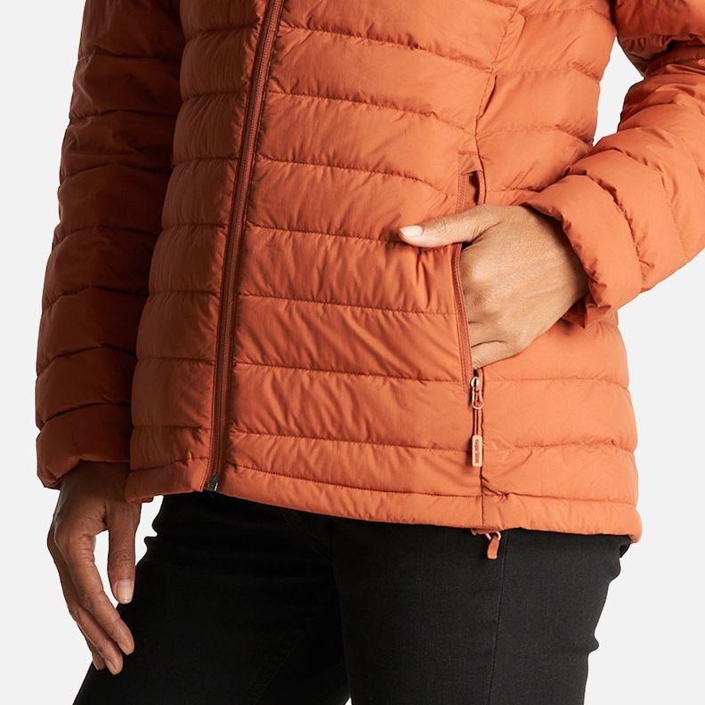Chaqueta Mujer Infiernillo con Gorro Naranjo Oscuro Haka Honu-4
