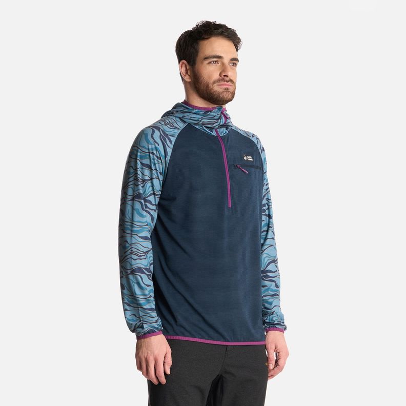 Polerón Hombre Taina Pro Print Azul Noche Haka Honu-1