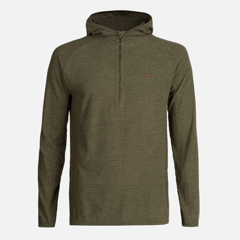 Poleron Hombre Jacaranda Nano-F 1/4 Zip Hoody Melange Oliva Oscuro Lippi-0