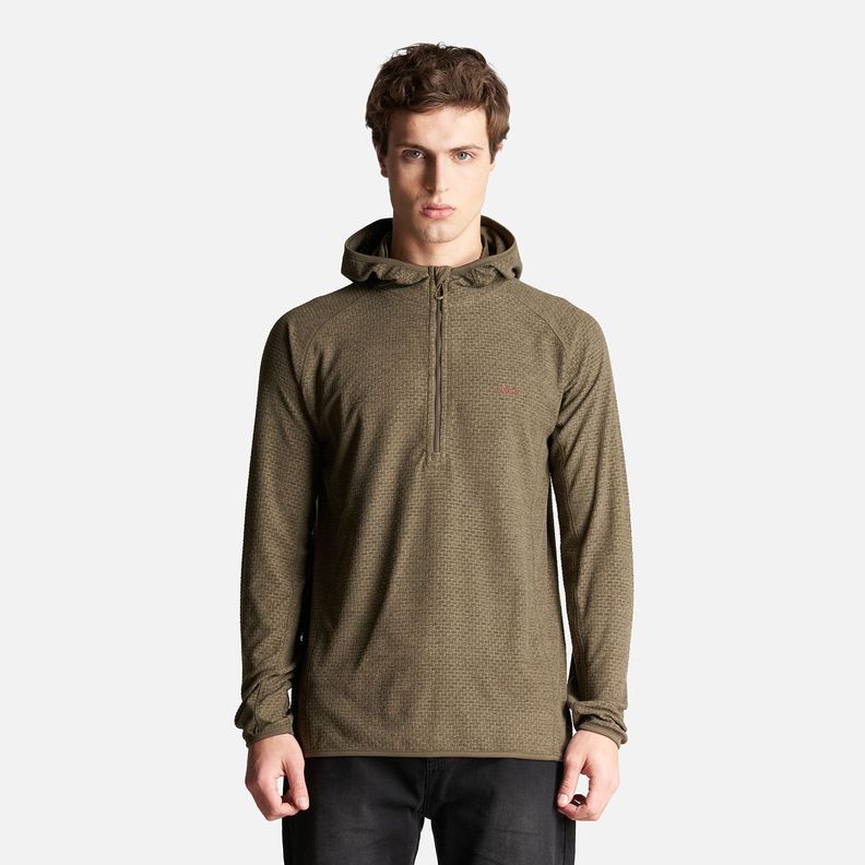 Poleron Hombre Jacaranda Nano-F 1/4 Zip Hoody Melange Oliva Oscuro Lippi-1