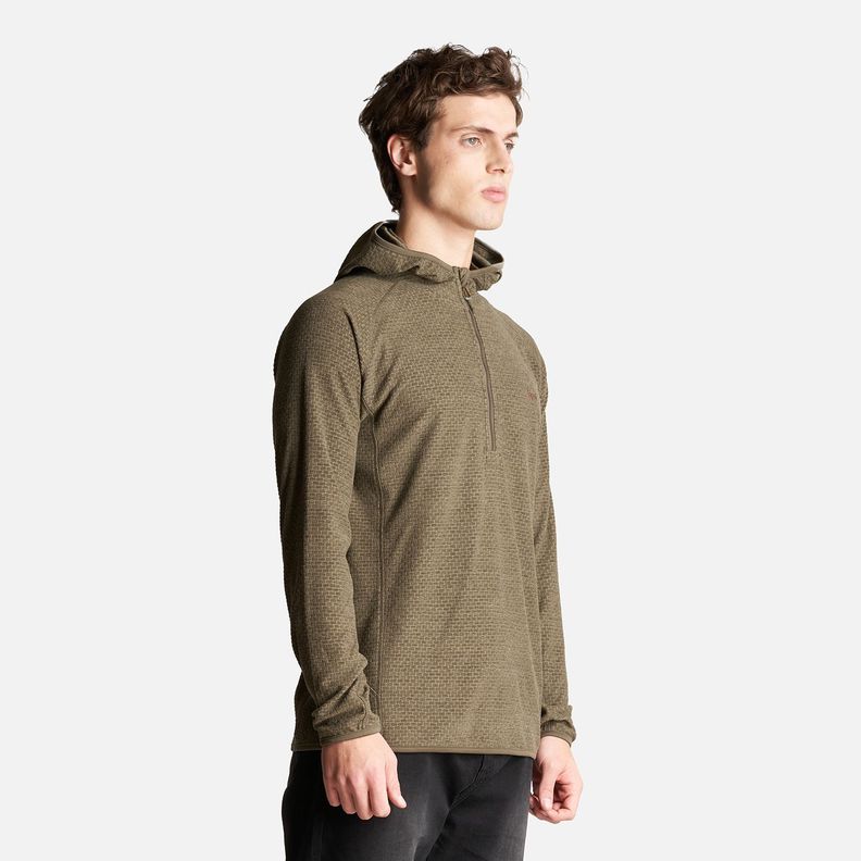 Poleron Hombre Jacaranda Nano-F 1/4 Zip Hoody Melange Oliva Oscuro Lippi-2