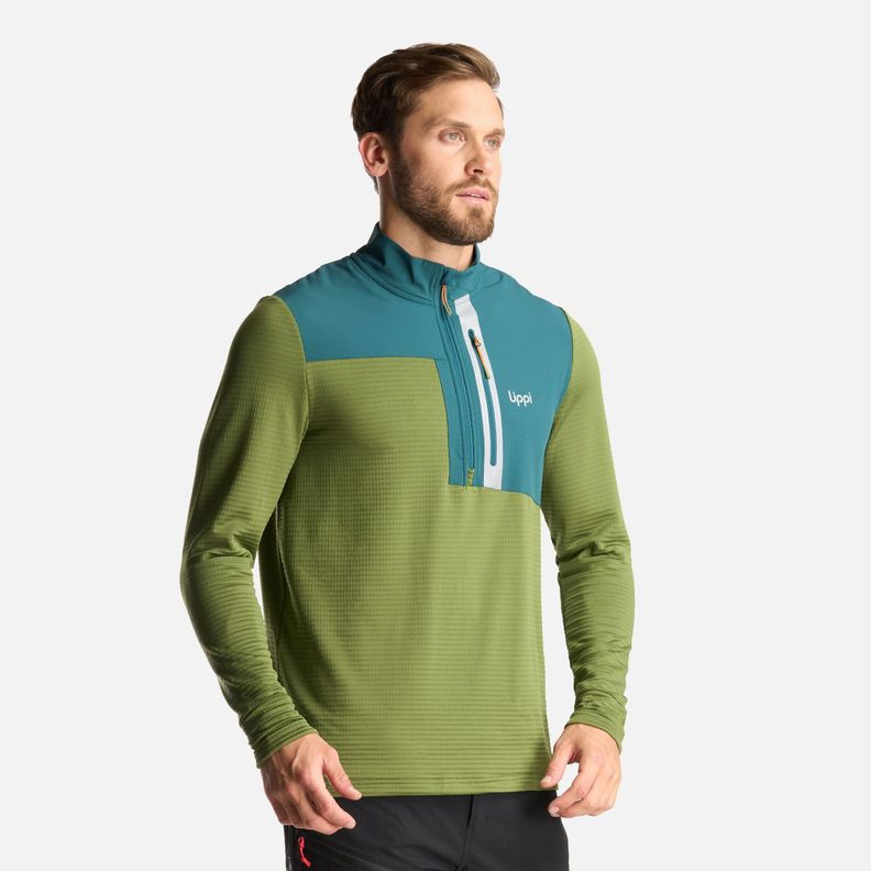Poleron Hombre Karova Nano F 1/4 Zip Verde Lippi-2
