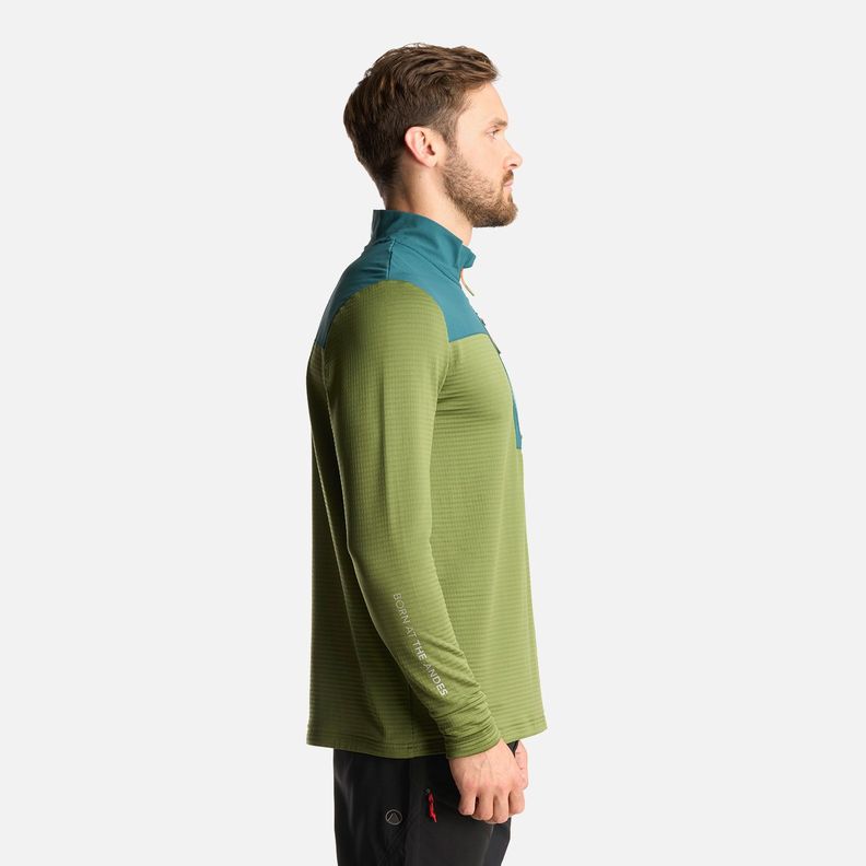 Poleron Hombre Karova Nano F 1/4 Zip Verde Lippi-3