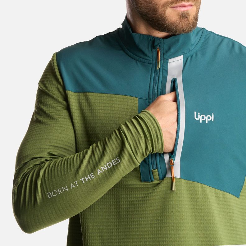 Poleron Hombre Karova Nano F 1/4 Zip Verde Lippi-5