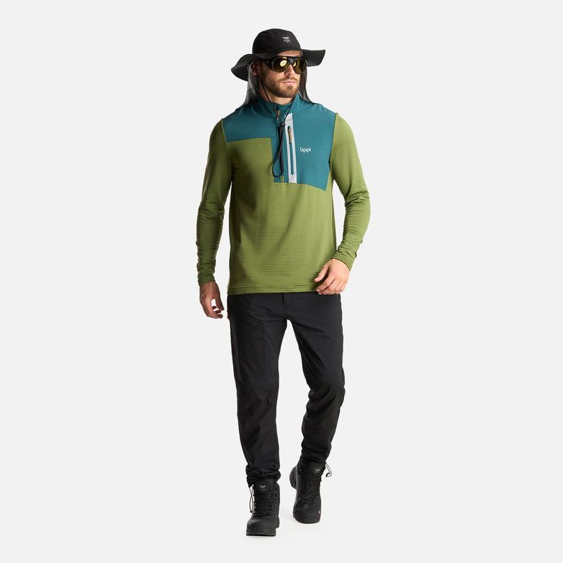 Poleron Hombre Karova Nano F 1/4 Zip Verde Lippi-7