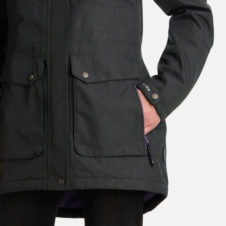 Chaqueta Mujer Roble B-Dry Hoody Melange Negro Lippi I25-6